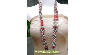 Wrap Long Braided Necklace Beads Coloring